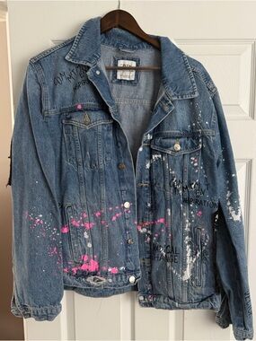ZARA Light Blue Denim Jacket with White Label